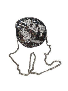 Childrens Place Girls Crossbody Bag Silver Chain Round Mini Purse Flip Sequin